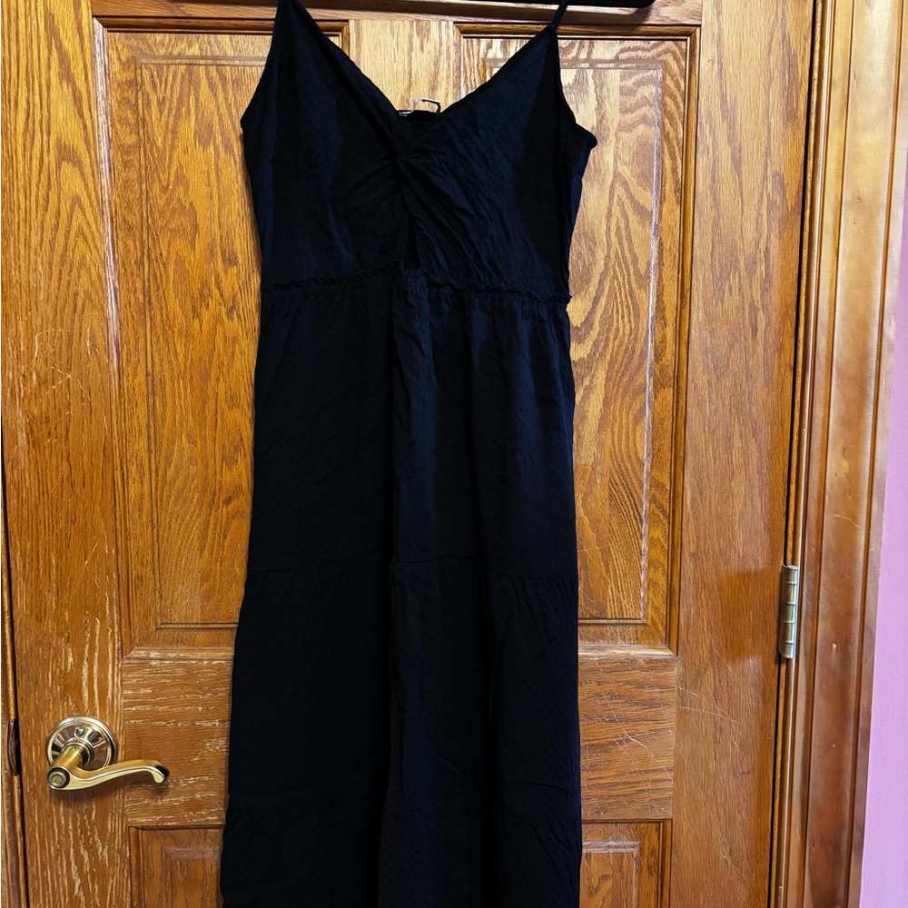 LOFT Black Spaghetti-Strap Maxi Dress